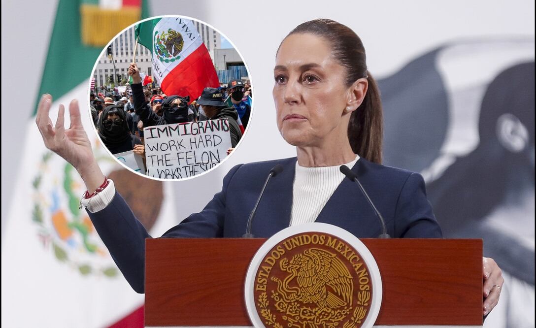 La presidenta Claudia Sheinbaum en la mañanera del 18 de junio de 2025. Foto: EFE y AFP