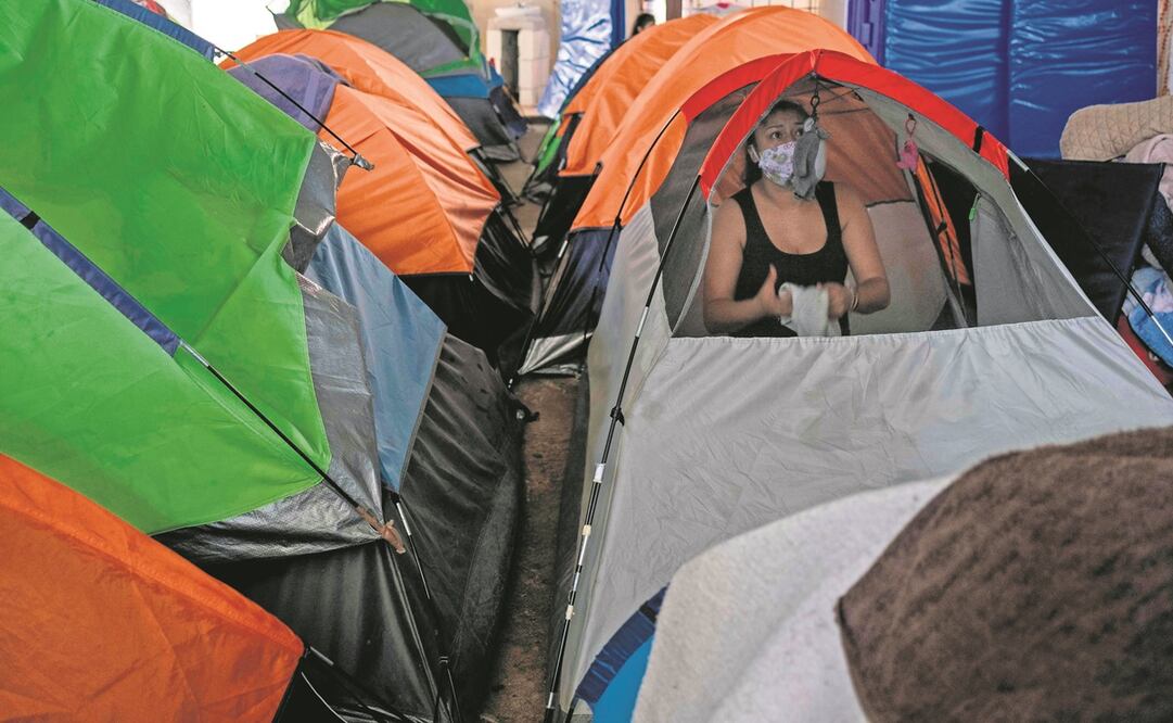 La solicitante de asilo Eily Sánchez, en el refugio para migrantes Juventud 2000 en Tijuana, Baja California, en junio de 2020. Foto: ARCHIVO AFP