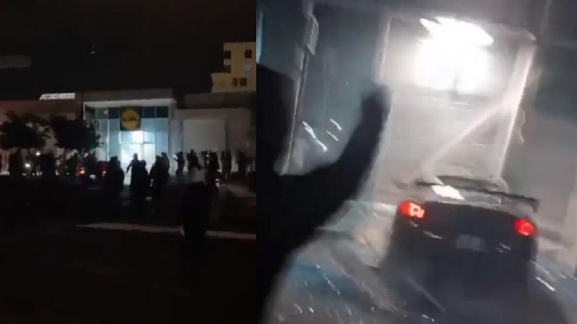 Estrellan carro en cadena de supermercados, en Nantes, Francia, en medio de protestas por muerte de joven a mano de la policía. Foto: tomada de video