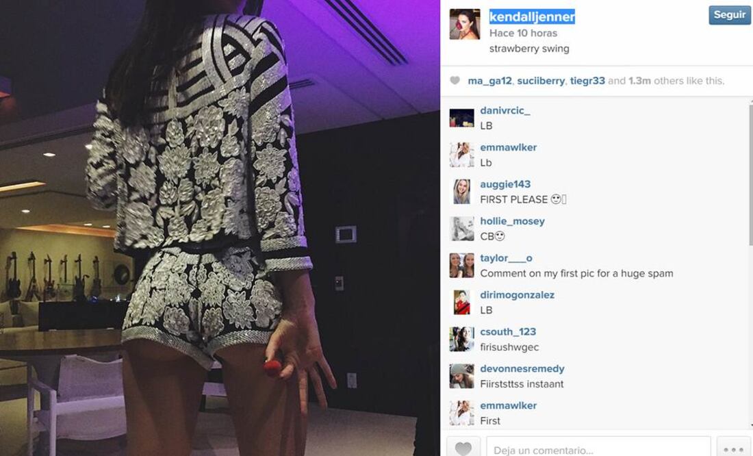 "Strawberry swing", escribió la modelo al lado de esta imagen. FOTO: Instagram: kendalljenner