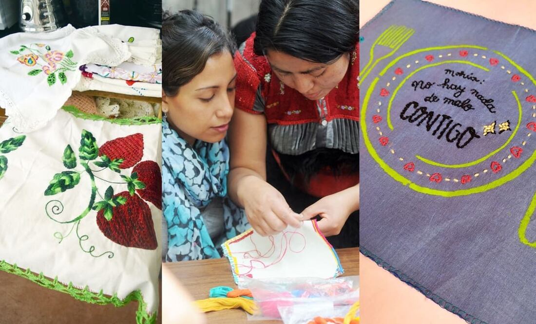 El bordado solía transmitirse de generación en generación entre madres e hijas, pero en la actualidad ya es más común que cualquier interesado aprenda las técnicas de puntada y decoración por videos en redes sociales. Fotos: EL UNIVERSAL/Cortesía María Aranguré/Poniendo el Tema sobre la Mesa.