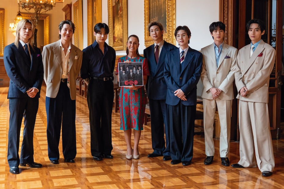 BTS en Palacio Nacional con Claudia Sheinbaum.