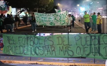 Aficionados del León muestran mantas en contra de la directiva y de la FMF: "Un ticket no puede costar más que un día de salario"