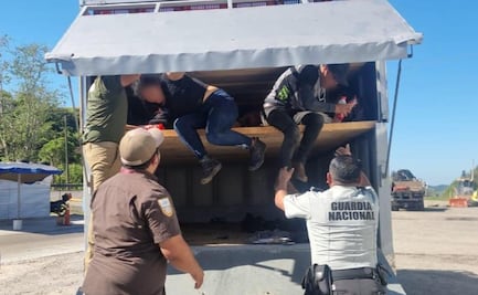 Ubican con rayos X de la Guardia Nacional a migrantes hacinados en camionetas en Veracruz