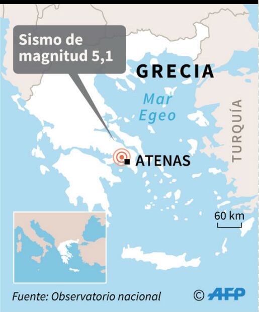 Se registra sismo de 5.1 en Atenas, el primero en 20 años
