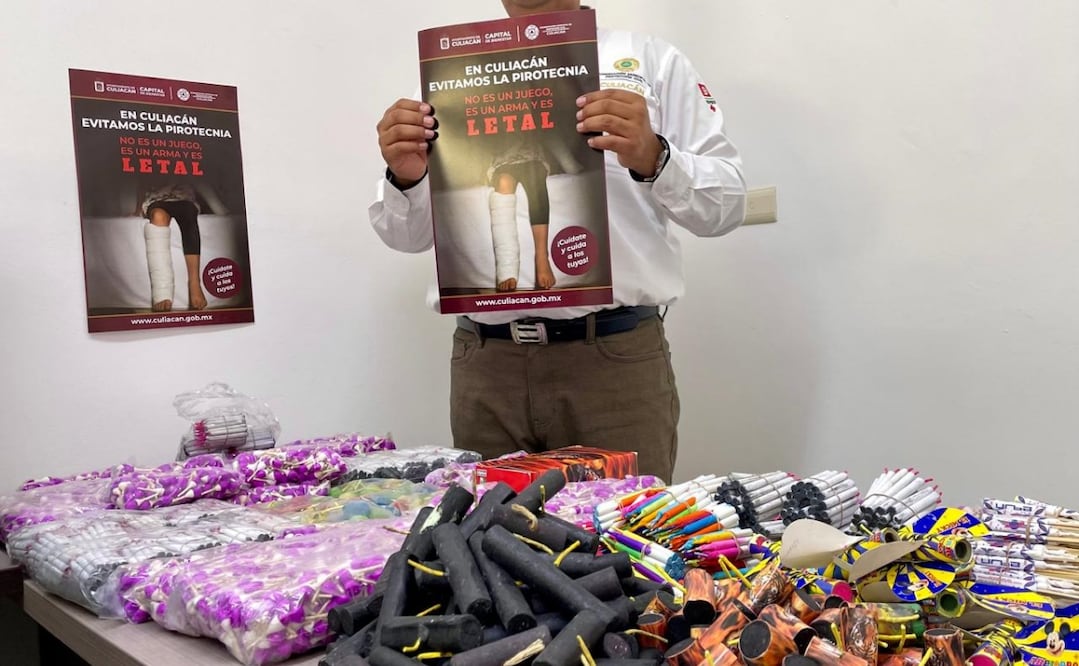 En el tianguis de Nakayama se realizaron decomisos, con lo que se evitó que estos artefactos elaborados con pólvora lleguen a los hogares. Foto: Especial