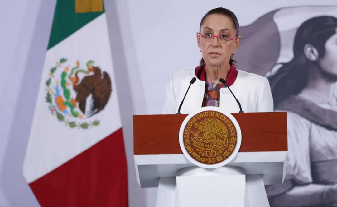 La presidenta Claudia Sheinbaum durante la mañanera del 5 de enero del 2026. Foto: Fernanda Rojas / EL UNIVERSAL