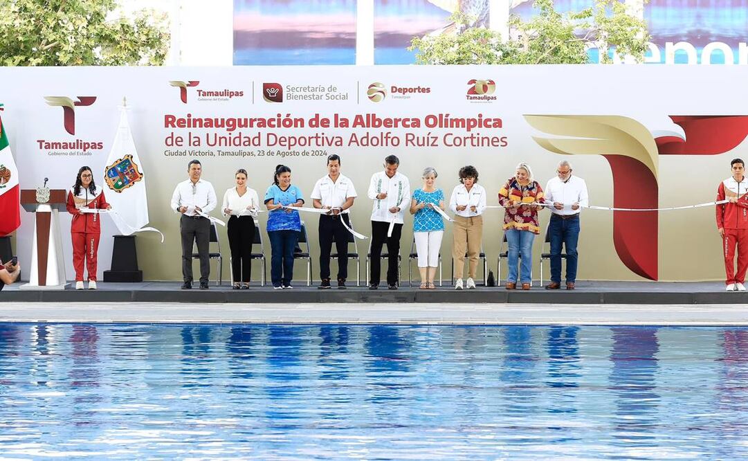 Américo Villarreal Anaya inaugura alberca olímpica. Foto: especial