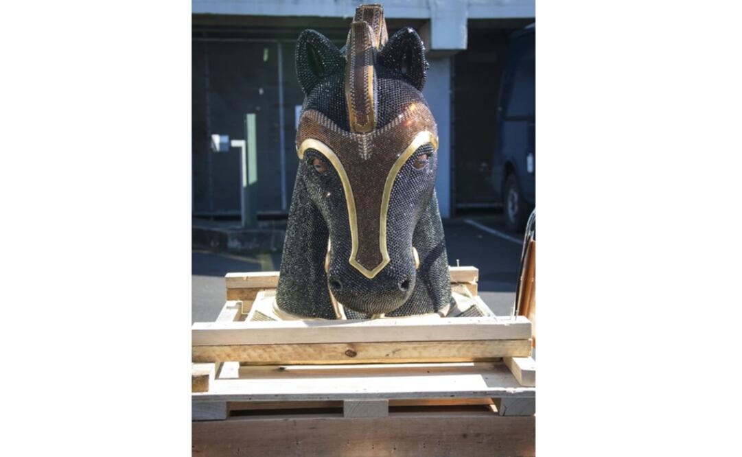 The diamante-encrusted horse head arrived by plane from Mexico - Photo: Jason Oxenham