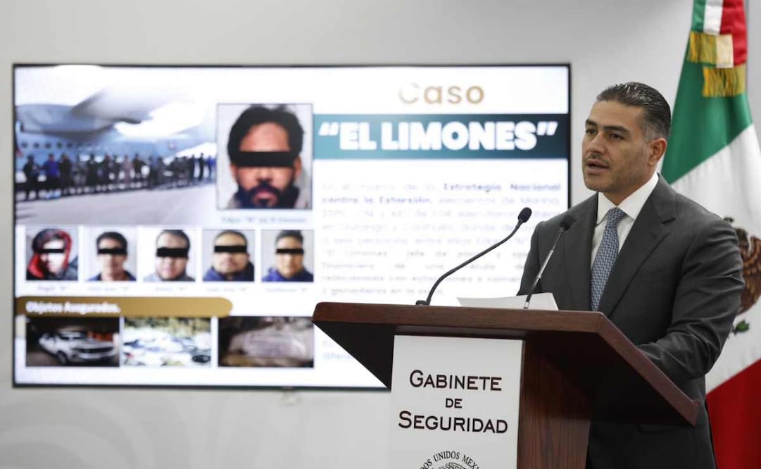 Omar García Harfuch, titular de la SSPC, en conferencia de prensa del gabinete de Seguridad este 14 de diciembre del 2025. Foto: Diego Simón / EL UNIVERSAL