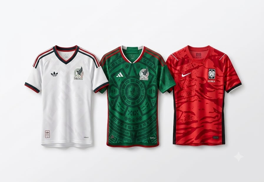 Celebra la fiesta del futbol con las jerseys de las selecciones. Foto: Generada con IA