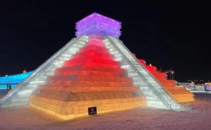 Convierten a la Pirámide de Kukulkán en hielo