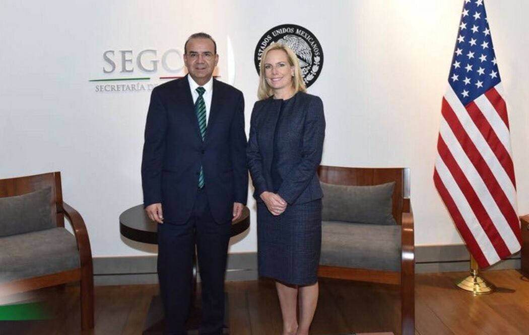 Alfonso Navarrete Prida se reunió con Kirstjen Nielsen. Foto: @SEGOB_mx