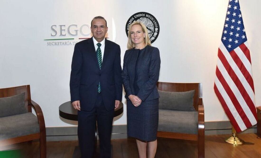 Alfonso Navarrete Prida se reunió con Kirstjen Nielsen. Foto: @SEGOB_mx
