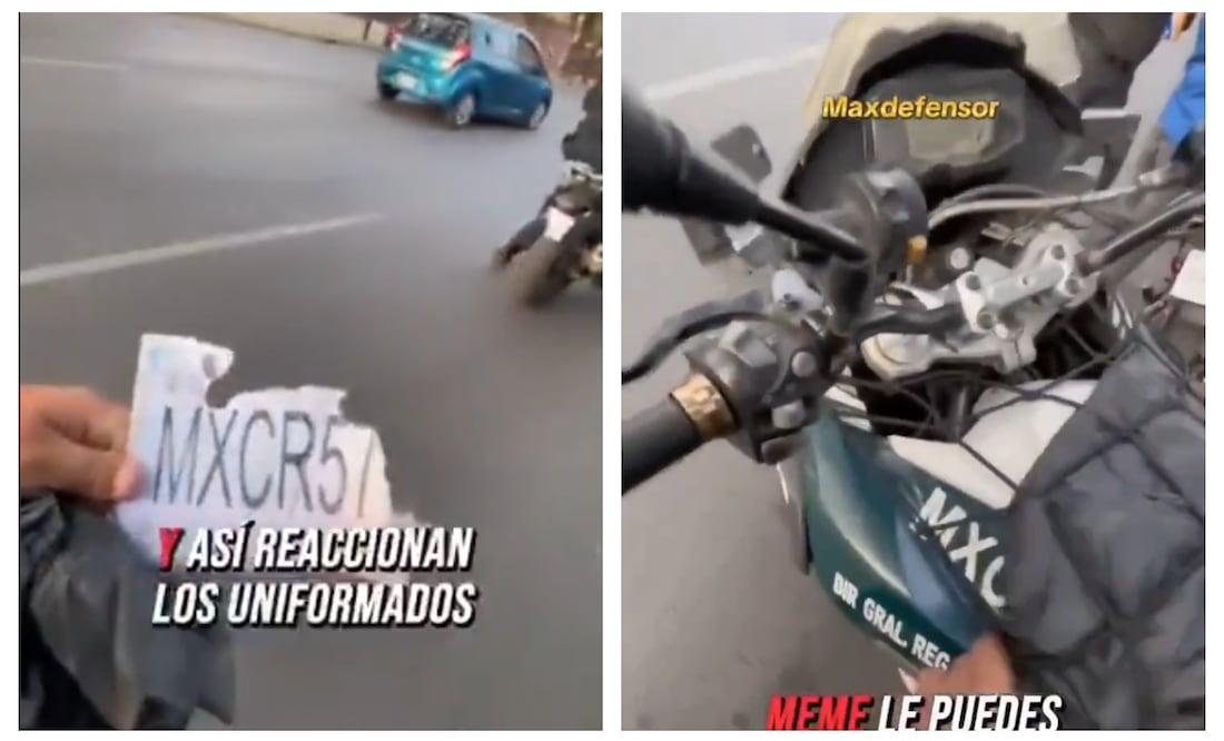 Suspenden a dos policías por ocultar placas en moto oficial; ciudadano los confrontó en video. Foto: Especial