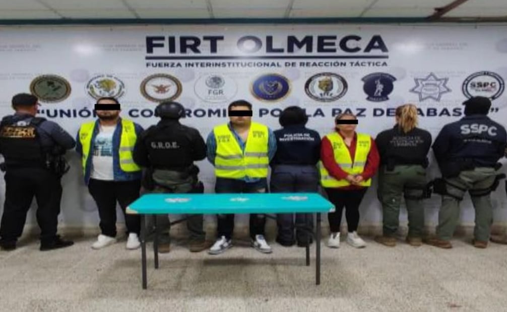 "Luki" y dos detenidos más en Tabasco. Foto: tomada de X @OHarfuch