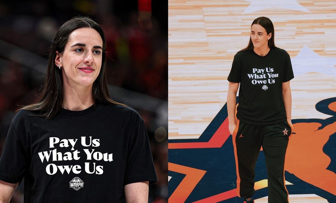 La superestrella del Fever de Indiana, Caitlin Clark, con su playera de protesta | FOTO: Especial