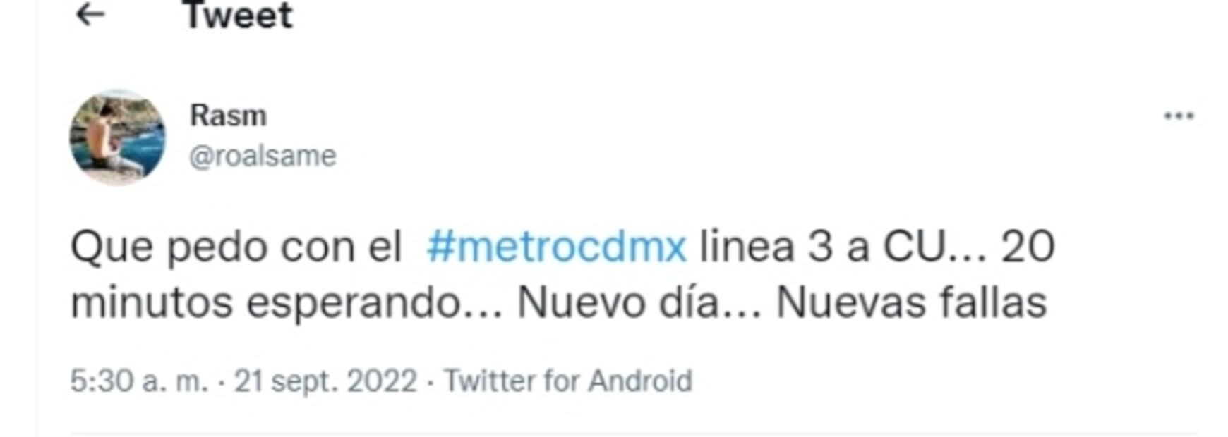 ¿Otra vez? Reportan retrasos de hasta 20 minutos en Línea 3 del Metro  
