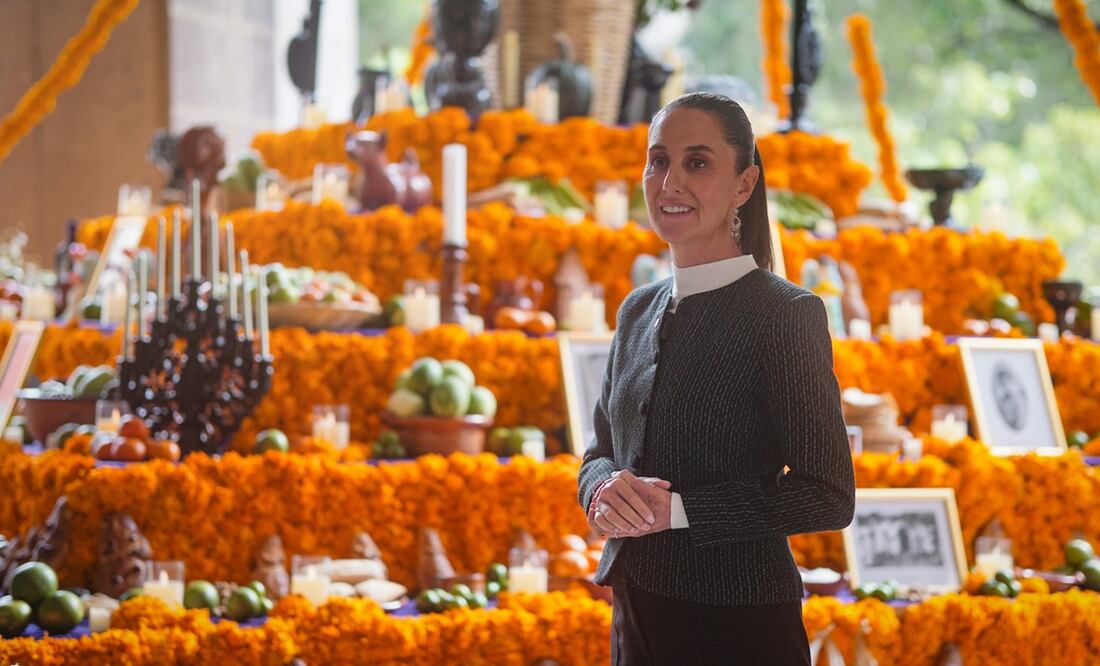 La presidenta Claudia Sheinbaum Pardo compartió a través de un video la ofrenda que se colocó en Palacio Nacional. Foto:Especial
