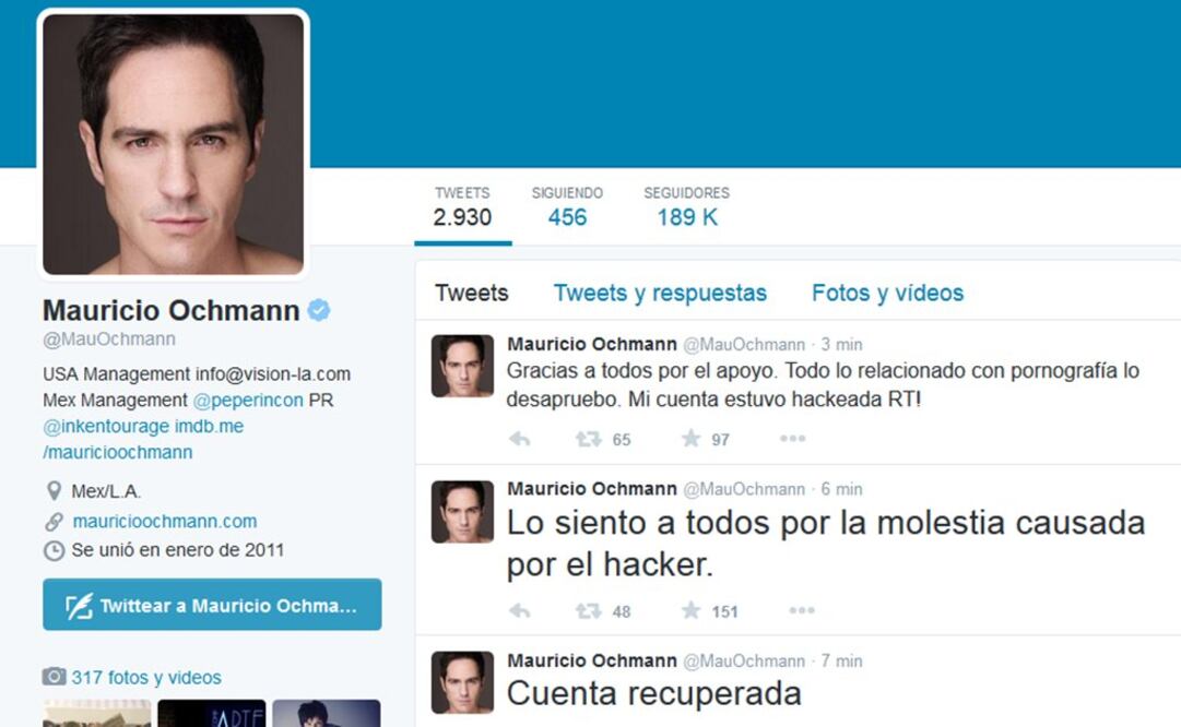 Imágenes íntimas del actor se habían dado a conocer en la red social