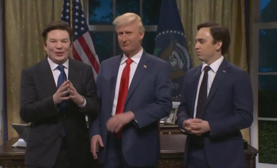 Saturday Night Live (SNL) sketch parodiando el encuentro entre Marco Rubio y Elon Musk, mediado por Donald Trump. Foto: Captura de pantalla video de X @latenightercom