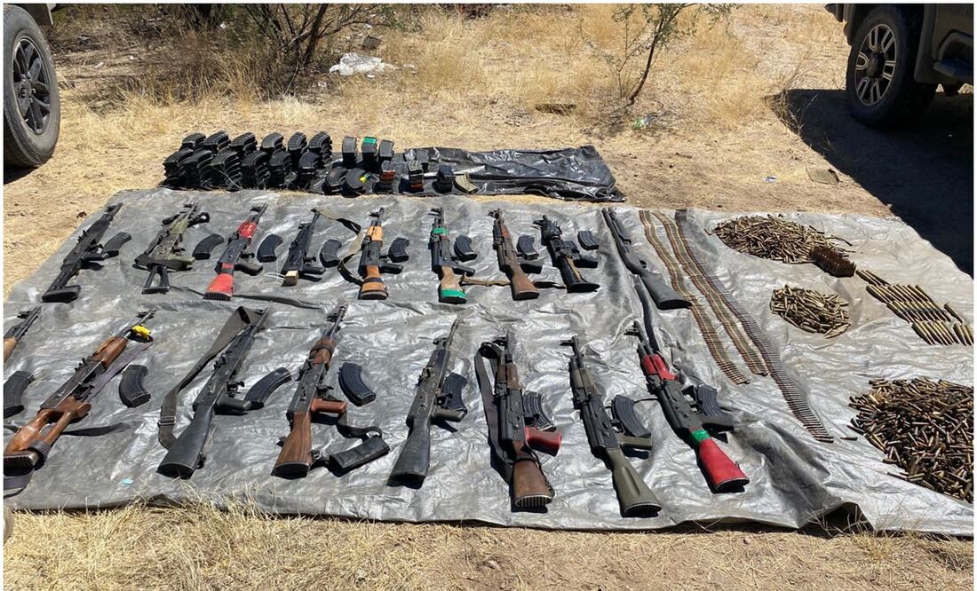 Tras enfrentamiento armado, elementos de la GN y el Ejército aseguran 17 fusiles de asalto y material bélico en Sonora (26/09/2024). Foto: Guardia Nacional