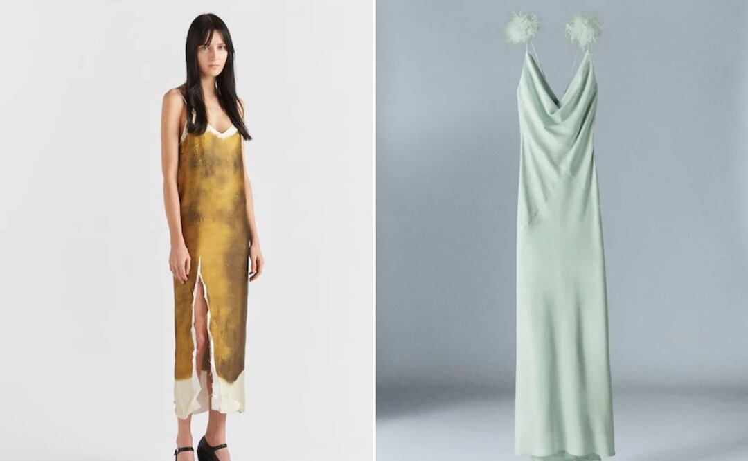 Vestidos lenceros para lucir en primavera. Fotos: Prada / Mango