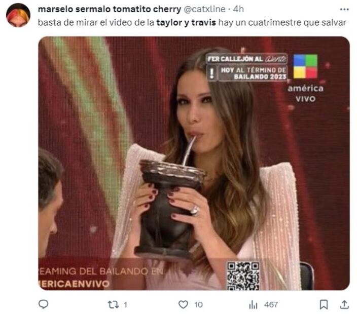 Taylor Swift y Travis Kelce meme. Foto: X