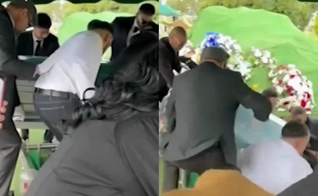 Seis personas cayeron dentro de una tumba tras el colapso de una plataforma de madera. Foto: Captura de pantalla de video vía X @ULTIMAHORAENX