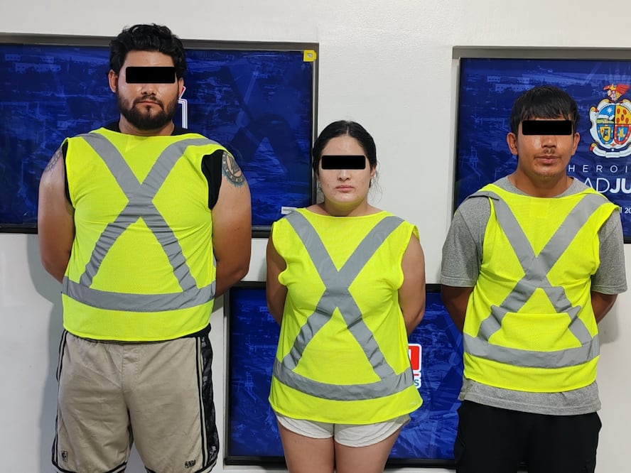 Cristofer M. R., Manuel De Jesús C. R. y Karen T. A., fueron detenidos por su presunta responsabilidad en la comisión de los delitos contra la ley de migración. Foto: especial