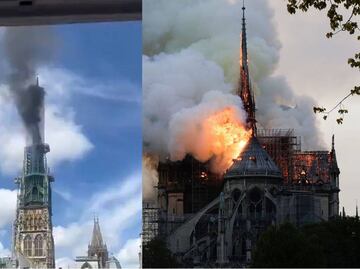 VIDEO: Se incendia aguja de la catedral de Ruán en Francia, no reportan víctimas; recuerda al incendio de Notre Dame
