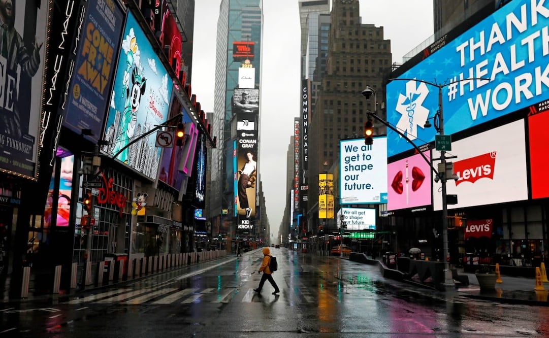 En febrero, Times Square registró 331 mil 26 visitantes diarios. Así lucía el sitio el 24 de marzo. Foto: Peter Foley. EFE