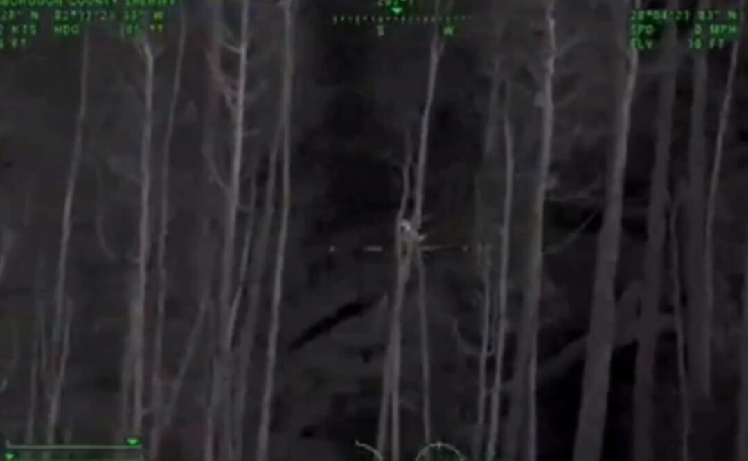 Las imágenes de las cámaras corporales muestran los momentos en que los agentes rescataron a la niña en una densa zona boscosa y pantanosa. Foto: Tomada del video