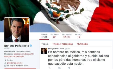 Expresa Peña condolencias a Italia por muertes tras sismo