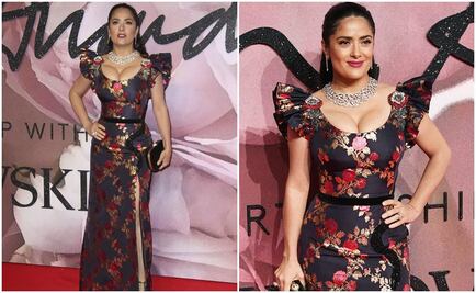 Salma Hayek presume escote en los British Fashion Awards