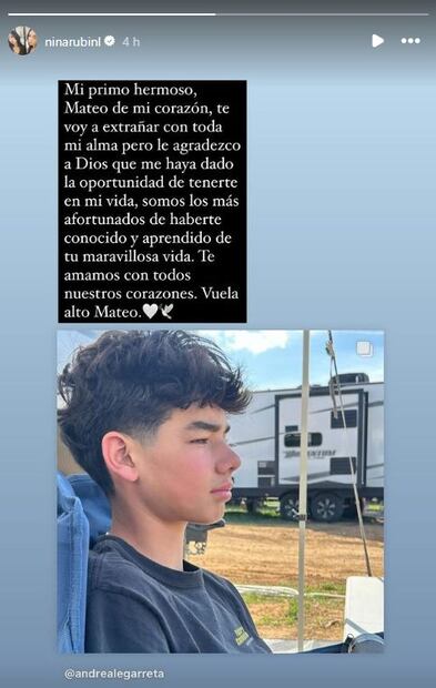 Nina Rubín compartió una foto de su primo y una emotiva despedida.