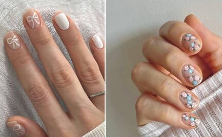 Ideas de manicura coquette para uñas cortas