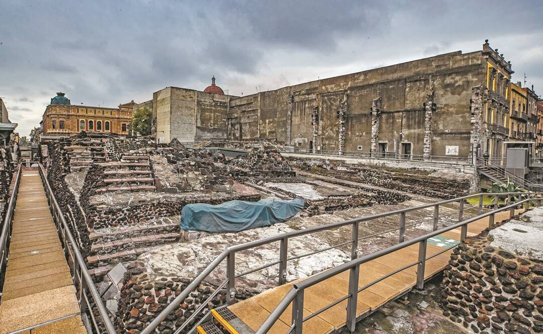 Vestigios del Templo Mayor, que formó parte de la gran Tenochtitlan, y que hoy se pueden admirar en el Centro de la Ciudad de México. Foto: SERGIO TAPIA. EL UNIVERSAL