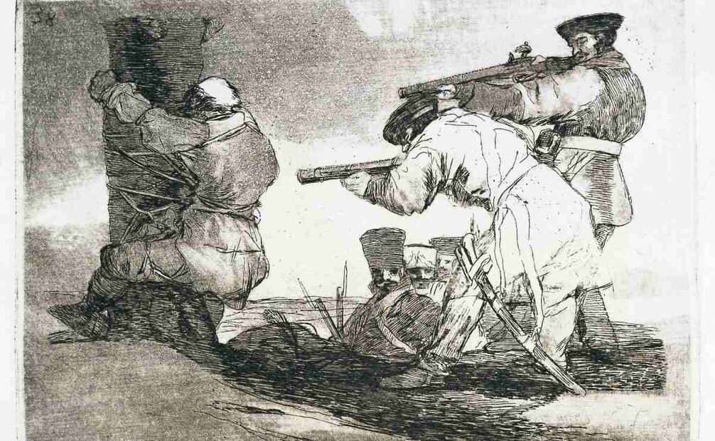 Bárbaros, de la serie Desastres de la guerra, en la que Goya muestra el sufrimiento y las consecuencias de la guerra. Foto: “Goya. La obra gráfica completa”