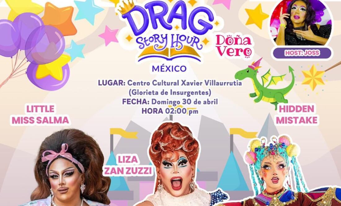 Evento drag queen para día del niño en CDMX. Foto: Especial