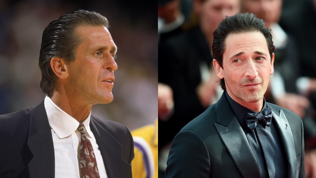 Adrien Brody como Pat Riley. Fuente: Twitter @nss_sports_