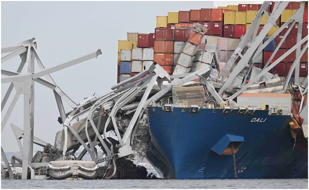 Accidente en el puente de Baltimore. Foto: AFP