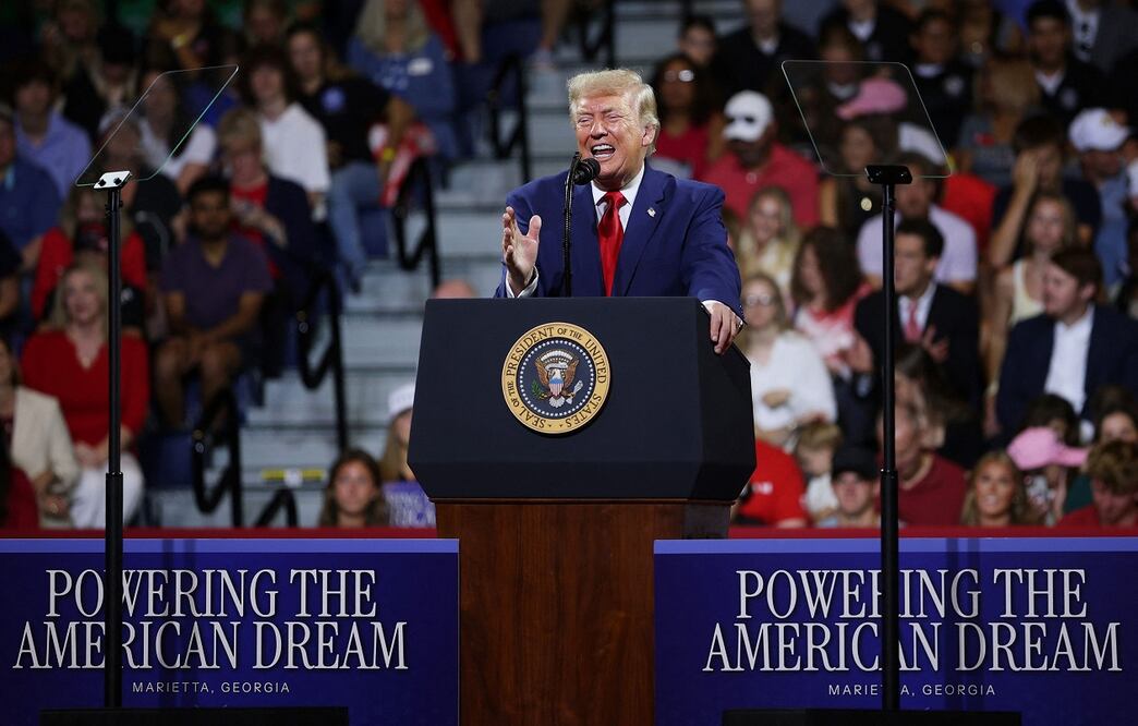 El presidente estadounidense, Donald Trump, en un discurso en Marietta, Georgia. FOTO: AFP