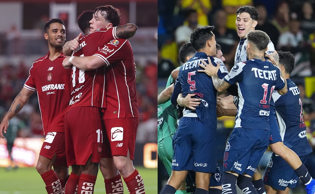 Toluca y Monterrey en festejo de gol, durante las semifinales de la Leagues Cup - Fotos: Imago7