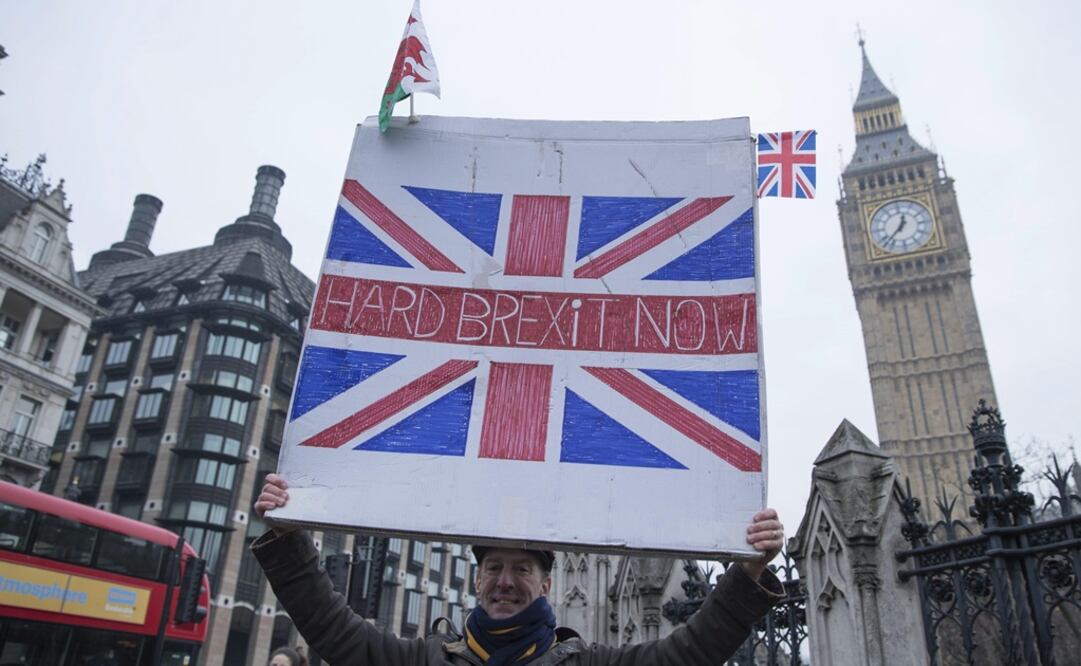 Manifestación a favor del "brexit" en el Old Palace Yard, en Londres (EFE/Hayoung Jeon)