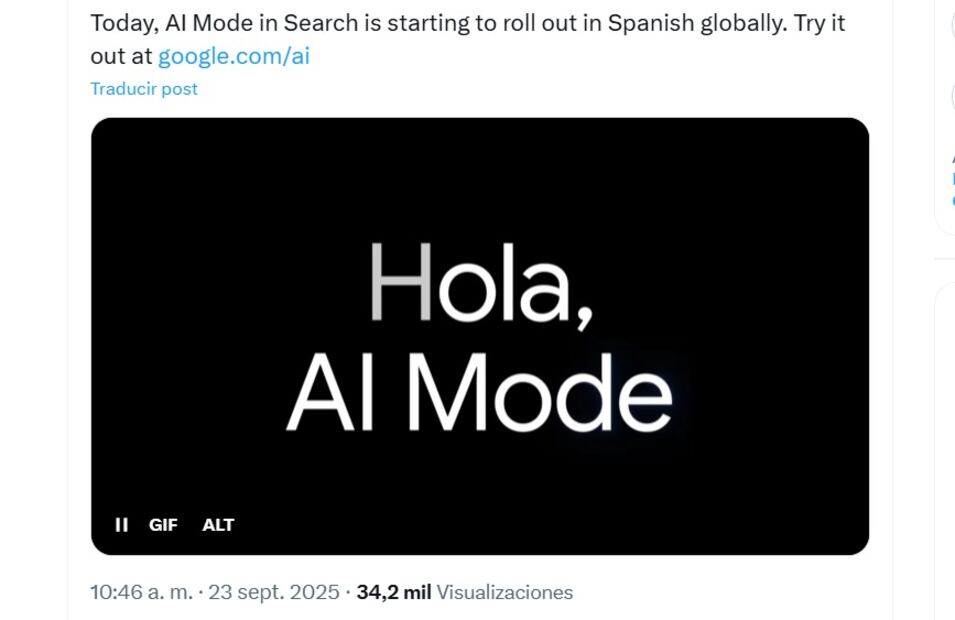 Modo IA en español: así transformará la búsqueda en Google. Imagen: Google