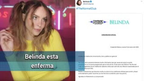 Belinda cancela concierto por enfermedad