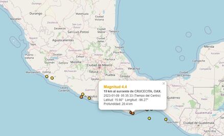La madrugada de este lunes se registran 3 sismos arriba de los 4 grados de magnitud en Oaxaca 