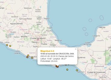 La madrugada de este lunes se registran 3 sismos arriba de los 4 grados de magnitud en Oaxaca