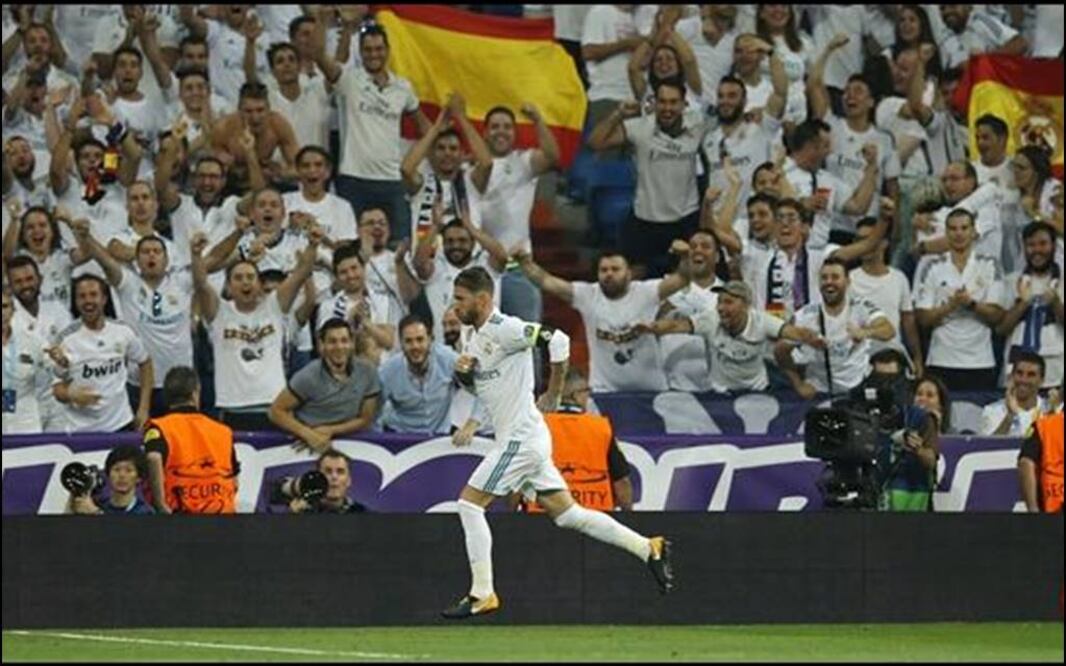 AP. Sergio Ramos celebra gol en Champions